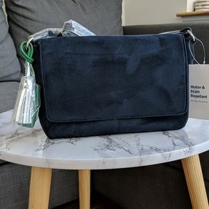 Dark blue suede crossbody bag, New with tags